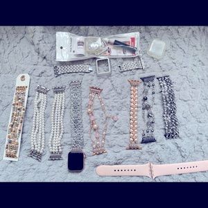 Rose gold Apple Watch series 4 with 9 different bands